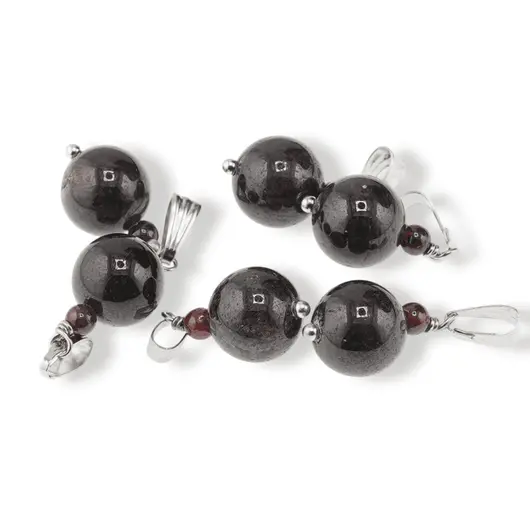 Pandantiv Granat, sfere 10mm si 4mm