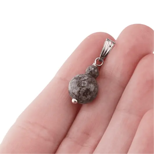 Pandantiv Obsidian fulg de nea maroniu, sfere 10mm si 4mm, imagine 5