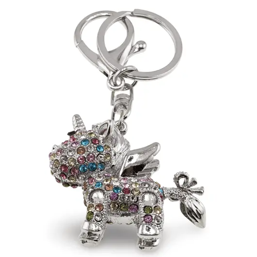 Breloc Alicorn si zirconii, multicolor - 10cm