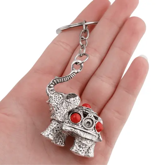 Breloc Feng Shui Amuleta cu elefant argintiu, 10cm, imagine 2