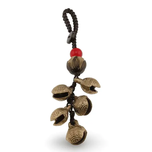Breloc Feng Shui Amuleta cu nod mistic si clopotei de shaman, 11cm
