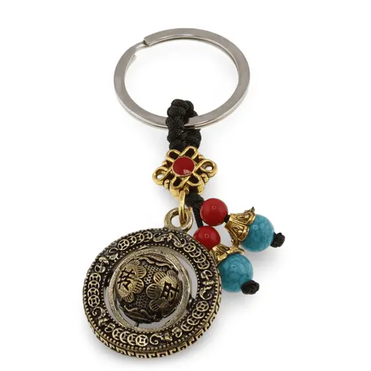 Breloc Feng Shui Amuleta cu nod mistic si sfera cu mantre, 8,5cm