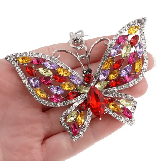 Breloc Fluture si zirconii, multicolor - 10cm, imagine 2
