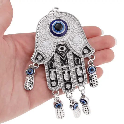 Breloc Hamsa si Ochi protector, negru - 17cm, imagine 2