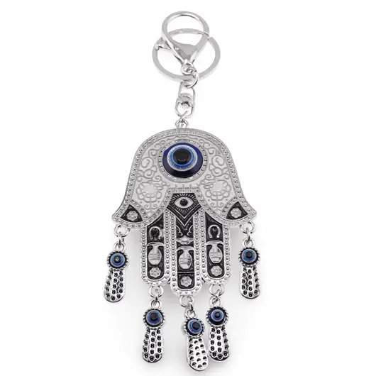 Breloc Hamsa si Ochi protector, negru - 17cm