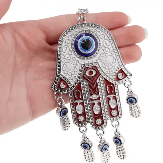 Breloc Hamsa si Ochi protector, rosu - 17cm, imagine 2