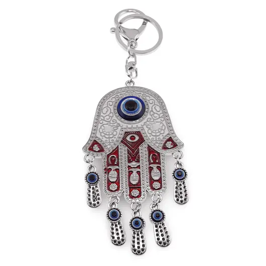 Breloc Hamsa si Ochi protector, rosu - 17cm
