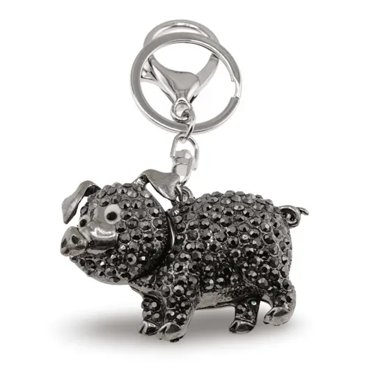 Breloc Porc si zirconii, negru - 10cm