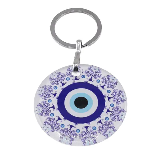 Breloc rotund cu Ochi protector si Copacul vietii, 9cm