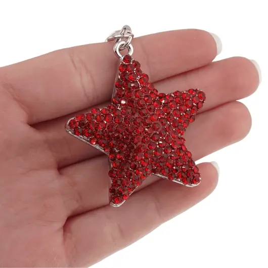 Breloc Steluta si zirconii, rosu - 10cm, imagine 2
