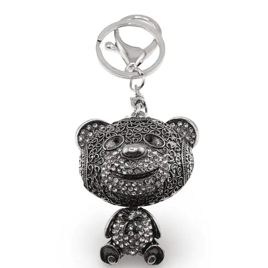Breloc Ursulet cu zirconii, negru - 12cm