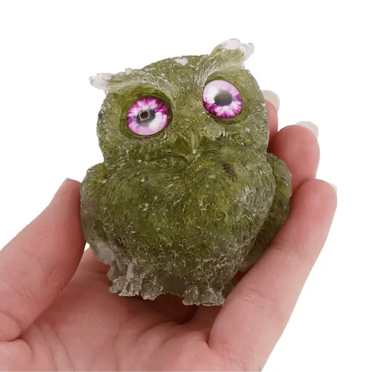 Bufnita din rasina cu spartura Peridot, 6cm, imagine 6