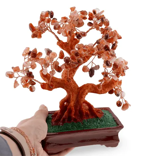 Copac in ghiveci cu pietre naturale de Carneol - 23cm, imagine 3