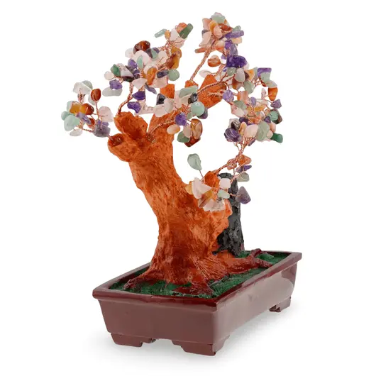 Copac in ghiveci cu roca si cristale naturale mix, 26cm, imagine 2