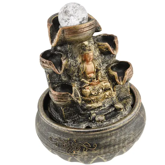 Fantana arteziana electrica, decoratiune Feng Shui pentru interior, Buddha in meditatie, imagine 2