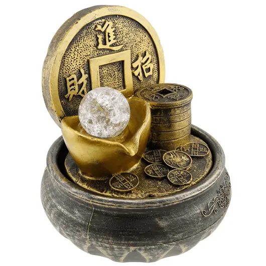 Fantana arteziana electrica, decoratiune Feng Shui pentru interior, monezi chinezesti, imagine 2