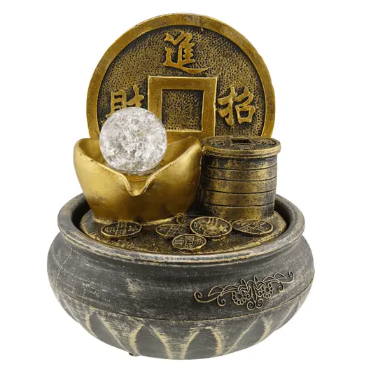 Fantana arteziana electrica, decoratiune Feng Shui pentru interior, monezi chinezesti