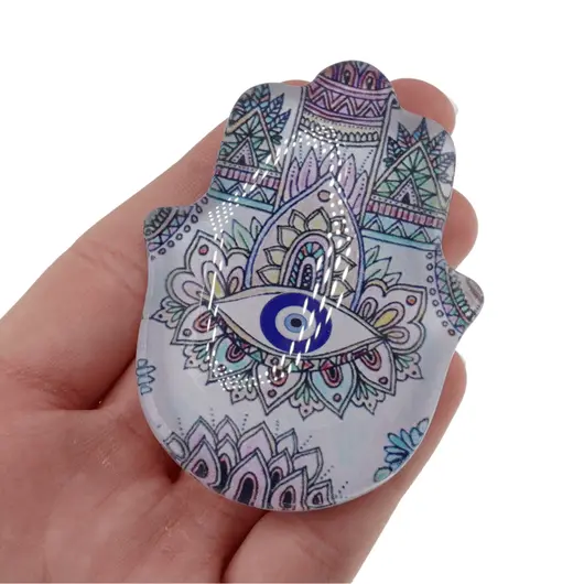 Magnet Mana Fatimei (Hamsa) si ochi protector si mandala - 7x5cm, imagine 3