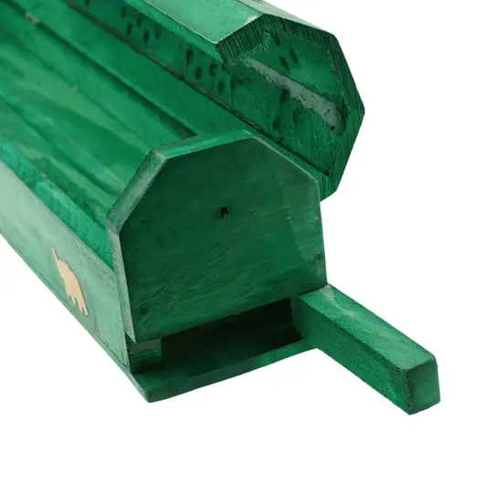 Suport ardere betisoare parfumate si conuri fumigatie verde, cu depozitare Elefant auriu - 30,5cm, imagine 3