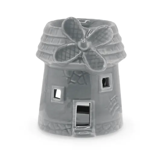 Vas aromaterapie din ceramica cu model moara, gri - 9cm
