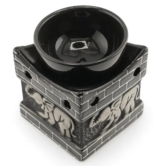 Vas aromaterapie din ceramica negru model Elefant mat - 10cm, imagine 3