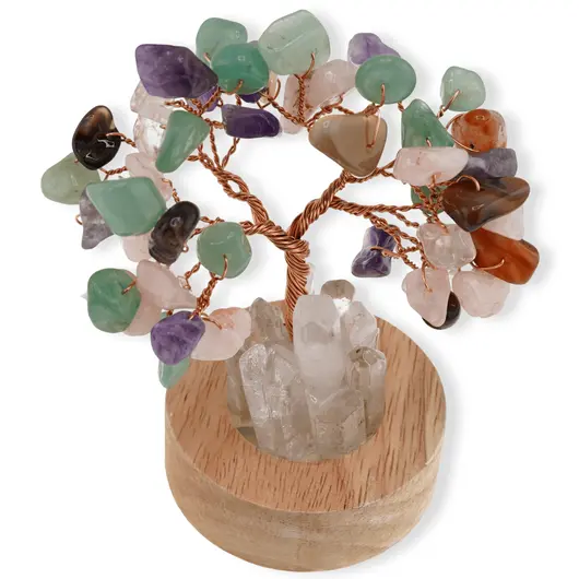 Copac decorativ Mix Cristale cu baza led si Cristal de stanca, USB - 10cm, imagine 2