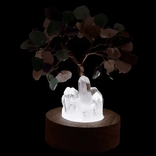 Copac decorativ Mix Cristale cu baza led si Cristal de stanca, USB - 10cm, imagine 3