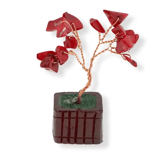 Copac in ghiveci cu pietre de coral rosu - 8cm, imagine 4