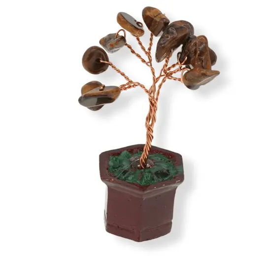 Copac in ghiveci cu pietre de ochi de tigru - 8cm, imagine 5