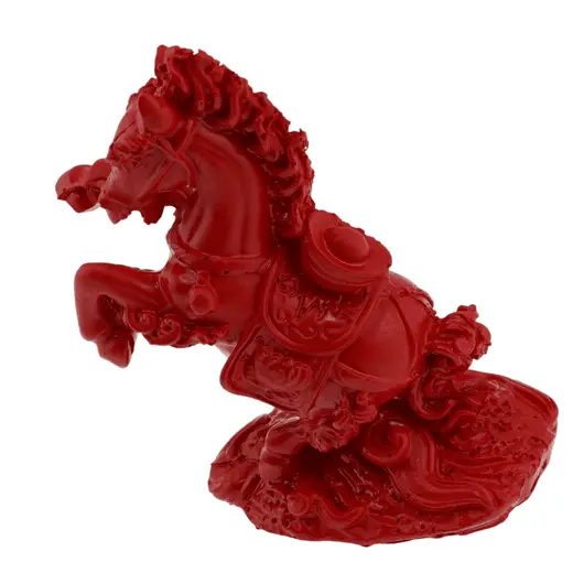 Statueta Feng Shui Cal rosu pe suport cu pepita - 9cm, imagine 3