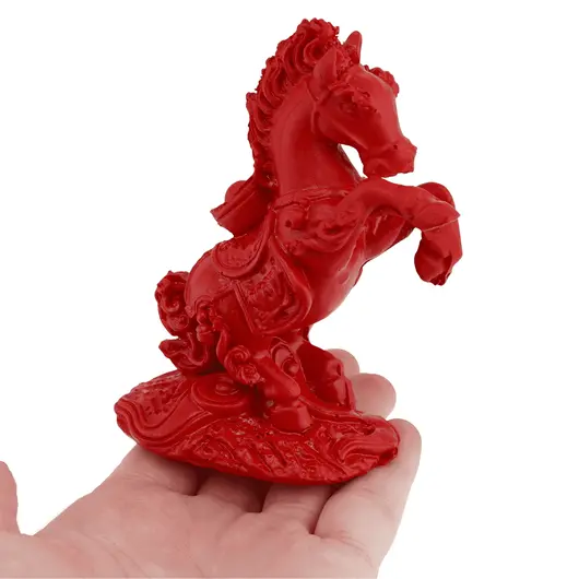 Statueta Feng Shui Cal rosu pe suport cu pepita - 9cm, imagine 4