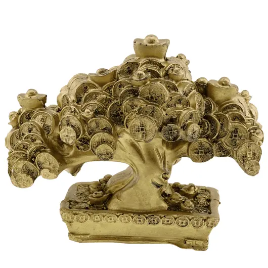 Statueta Feng Shui Copac al prosperitatii cu monede chinezesti si pepite - 11cm, imagine 2