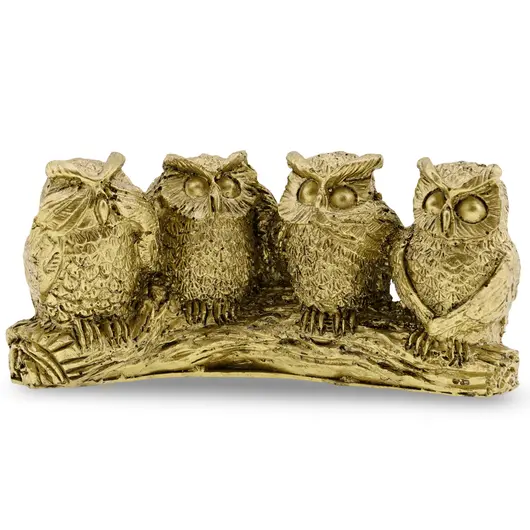 Statueta Feng Shui din rasina cu cele 4 bufnite intelepte, 12,5cm, imagine 4