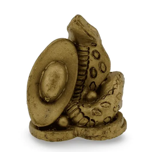 Statueta Feng Shui Sarpe pe monede chinezesti si pepita, 4cm