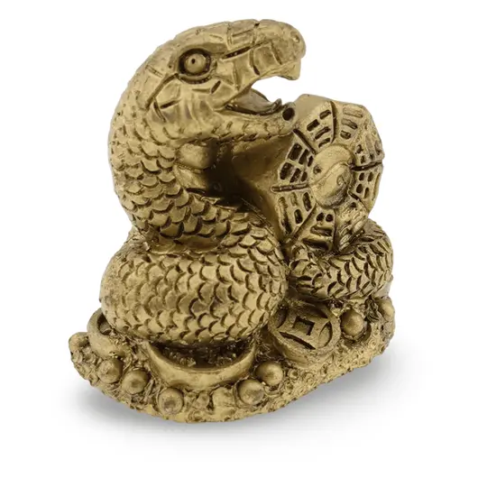 Statueta Feng Shui Sarpe rasucit pe monede chinezesti si Roata Dharma - 4cm, imagine 2