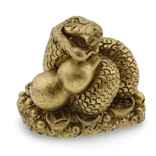 Statueta Feng Shui Sarpe rasucit pe Wu Lou si monede chinezesti - 3,8cm