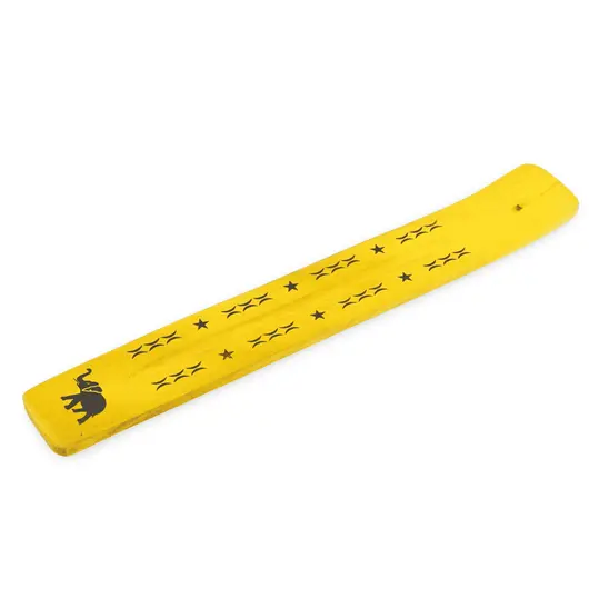 Suport ardere betisoare parfumate galben, model elefant si stelute - 25,5cm
