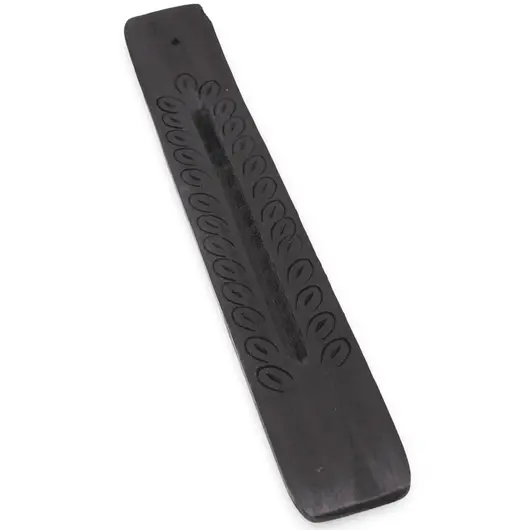 Suport ardere betisoare parfumate negru, model frunza gravata - 25,5cm, imagine 2