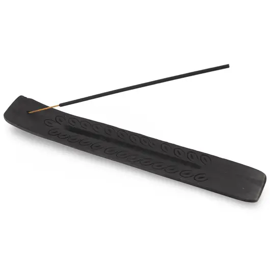 Suport ardere betisoare parfumate negru, model frunza gravata - 25,5cm, imagine 3
