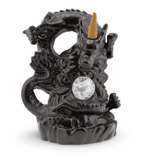 Suport ardere conuri parfumate cascada - backflow, Dragon cu sfera cu led, imagine 2