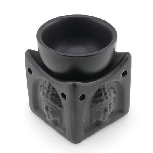 Vas aromaterapie din ceramica, Buddha negru mat - 8,2cm, imagine 3