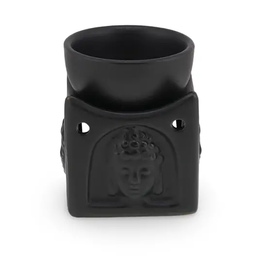 Vas aromaterapie din ceramica, Buddha negru mat - 8,2cm