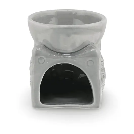 Vas aromaterapie din ceramica, Bufnita gri - 9cm, imagine 2