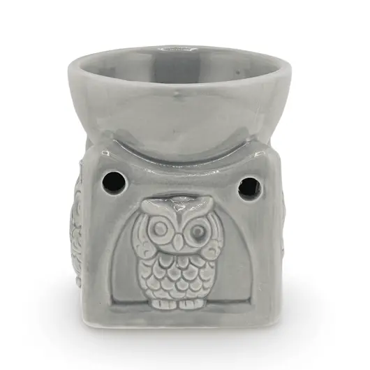 Vas aromaterapie din ceramica, Bufnita gri - 9cm