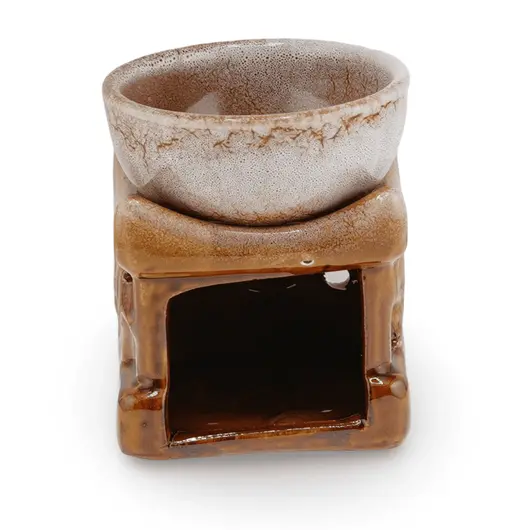 Vas aromaterapie din ceramica mic ombre model Elefant maro - 8cm, imagine 2