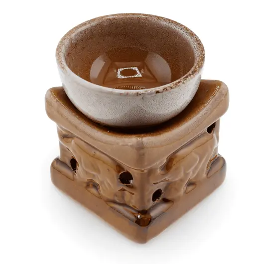 Vas aromaterapie din ceramica mic ombre model Elefant maro - 8cm, imagine 3