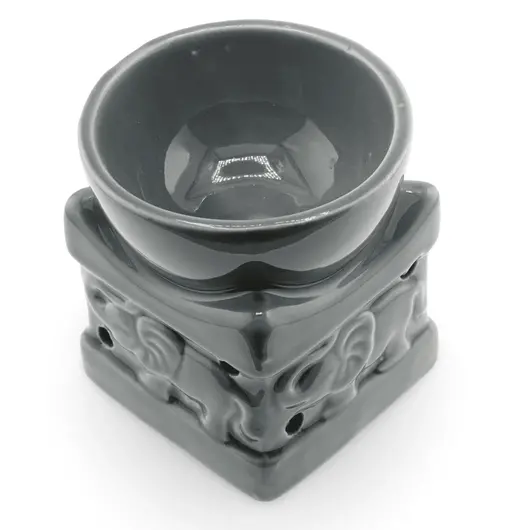 Vas aromaterapie din ceramica model Elefant gri - 9cm, imagine 3