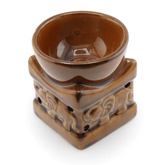 Vas aromaterapie din ceramica model Elefant maro - 9cm, imagine 3