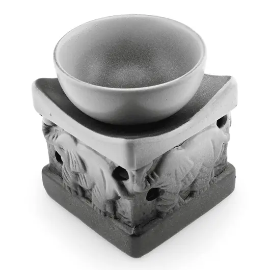 Vas aromaterapie din ceramica ombre model Elefant gri - 9,7cm, imagine 3