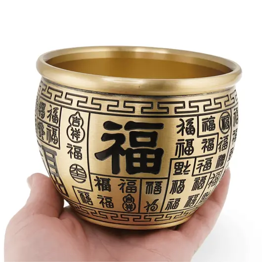 Vas pentru ardere tamaie si ierburi parfumate, cu simboluri si broasca raioasa, alama - 67mm x 90mm, imagine 5